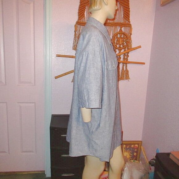 Y2K Vtg Enyce Linen Blend Shirt Mens 4XL Button Up Short Sleeves Camp Logo 90s - Picture 8 of 12